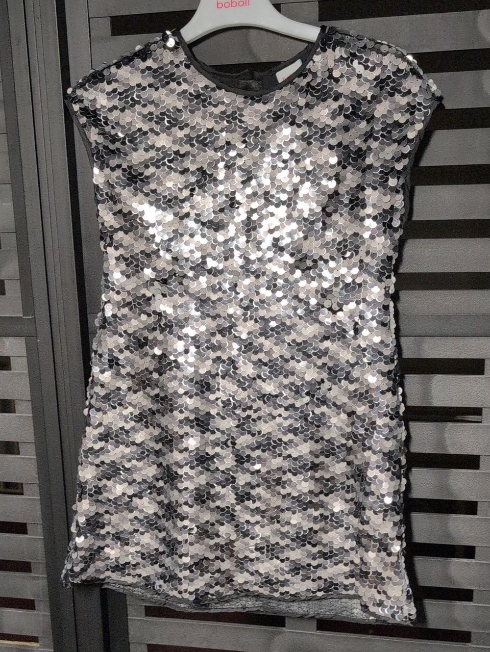 Boboli Silver Sequin Shift Dress for Women